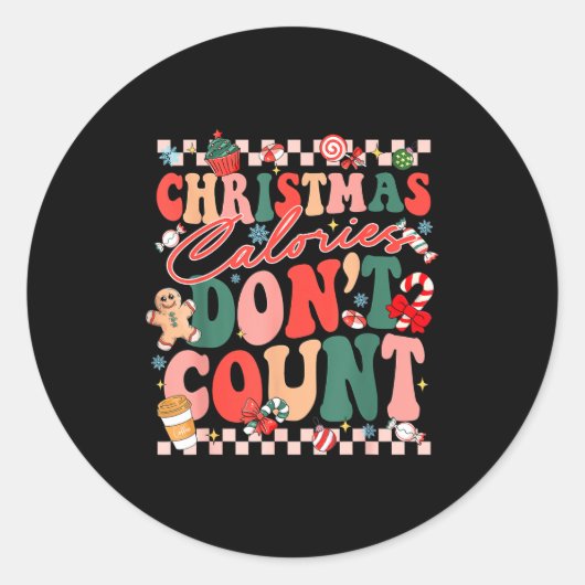 Sticker Rond Funny Christmas Calories Don't Count Xmas Cookie  (Devant)