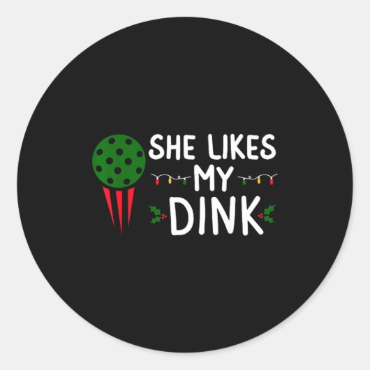 Sticker Rond Funny Christmas Ckleball She Likes My Drink Outfit (Devant)