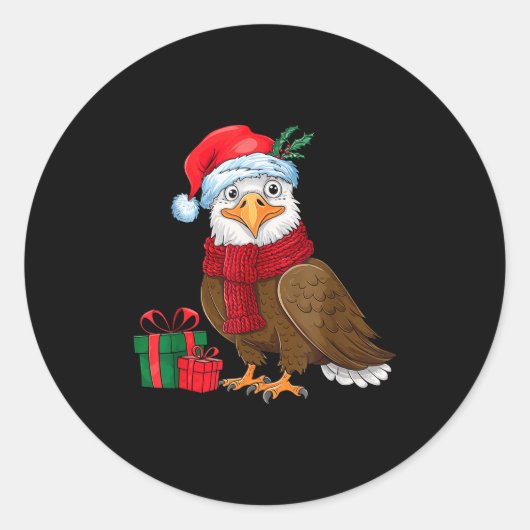 Sticker Rond Funny Christmas Eagle Patriotic Bald Eagle With Sa (Devant)