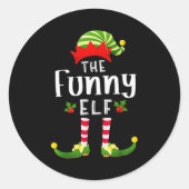 Sticker Rond Funny Christmas Elf Matching Pajama X-mas Party  (Devant)