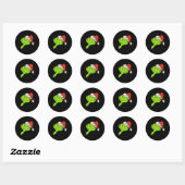 Sticker Rond Funny Christmas Frog Wearing Santa Hat And Lights (Feuille)