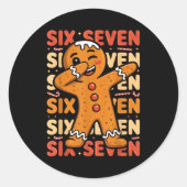 Sticker Rond Funny Christmas Gingerbread Cookie Dab Six Seven 6 (Devant)