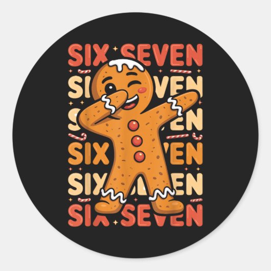 Sticker Rond Funny Christmas Gingerbread Cookie Dab Six Seven 6 (Devant)
