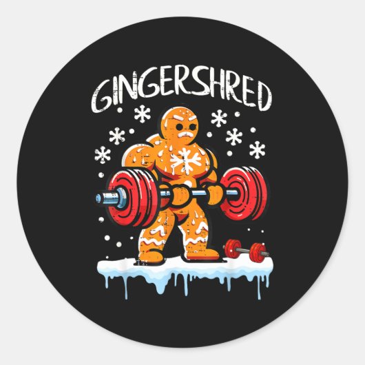 Sticker Rond Funny Christmas Gingerbread Gingershred Gym Bodybu (Devant)