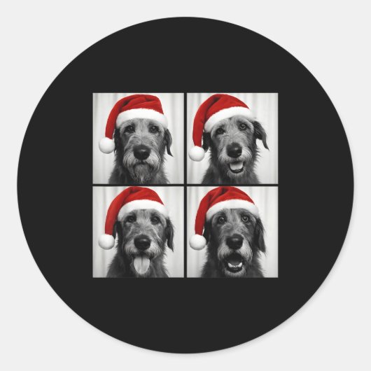 Sticker Rond Funny Christmas Irish Wolfhound Santa Dog Lover Ph (Devant)