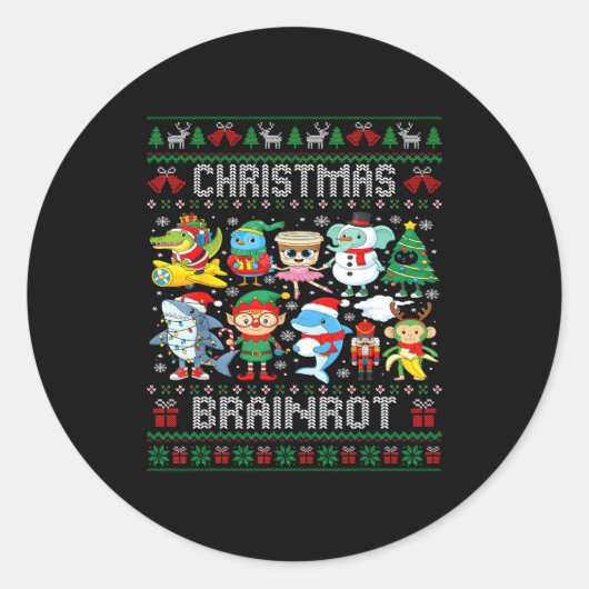 Sticker Rond Funny Christmas Italian Brain Rot Italian Brainrot (Devant)