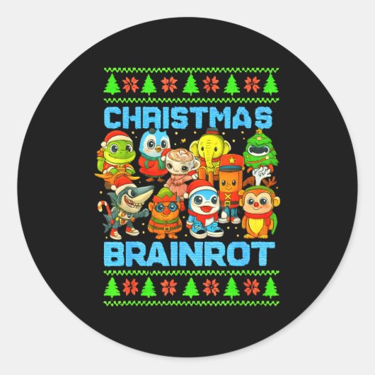 Sticker Rond Funny Christmas Italian Brain Rot Italian Brainrot (Devant)