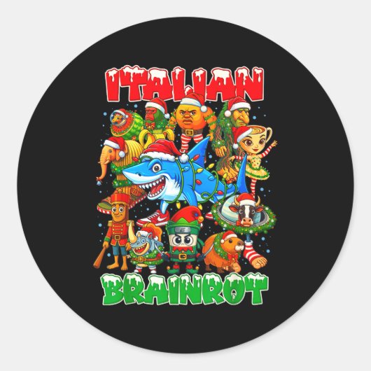 Sticker Rond Funny Christmas Italian Brain Rot Italian Brainrot (Devant)