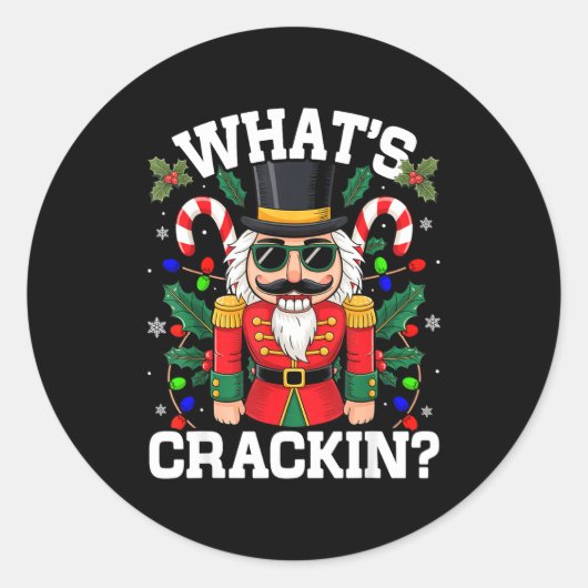 Sticker Rond Funny Christmas Nutcracker Men Kids N Boys Whats C (Devant)