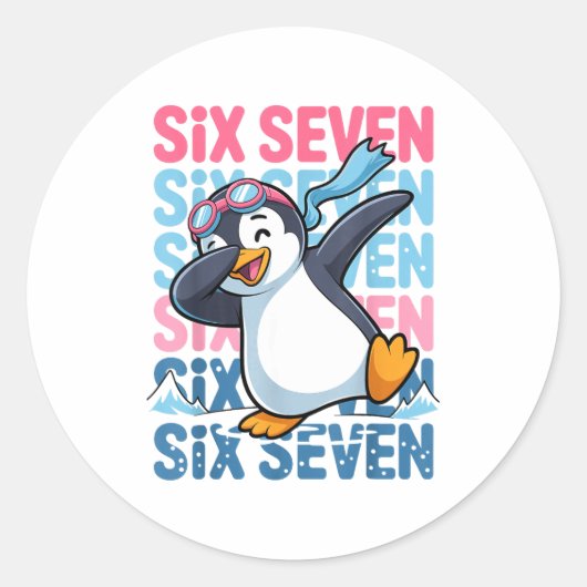 Sticker Rond Funny Christmas Penguin Dabbing Xmas Dab Six Seven (Devant)