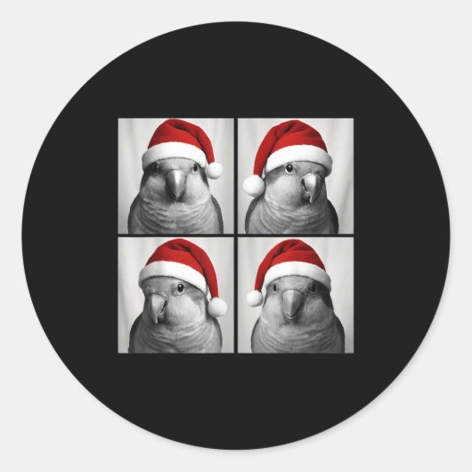 Sticker Rond Funny Christmas Quaker Parrot Santa Photo Booth (Devant)