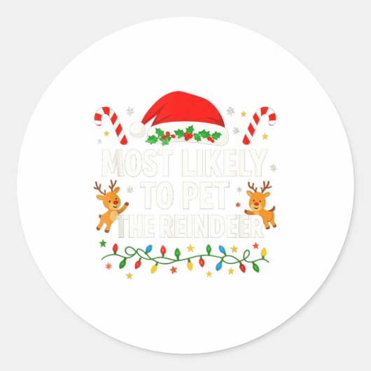 Sticker Rond Funny Christmas Saying Reindeer Lover Holiday Ligh (Devant)