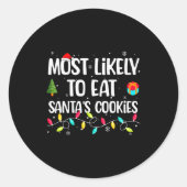 Sticker Rond Funny Christmas Saying Santa's Hat Family Party Me (Devant)