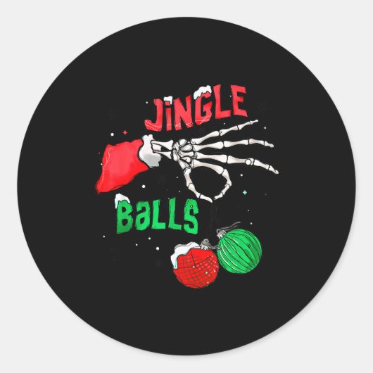 Sticker Rond Funny Christmas Skeleton Jingle Funny Xmas Matchin (Devant)
