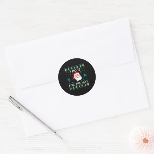 Sticker Rond Funny Christmas Xmas Inappropriate Santa I Do It F (Enveloppe)