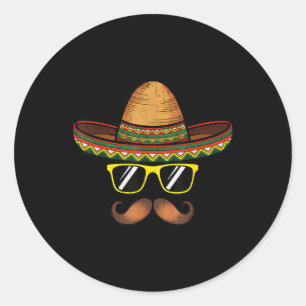 Sticker Rond Funny Cinco De Mayo Funny Sombrero Casquette Avec