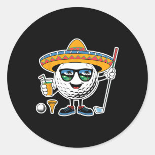 Sticker Rond Funny Cinco De Mayo Golf Byll Avec Sombrero Margar