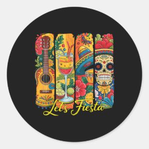 Sticker Rond Funny Cinco De Mayo Lets Fiesta Sombrero Casquette