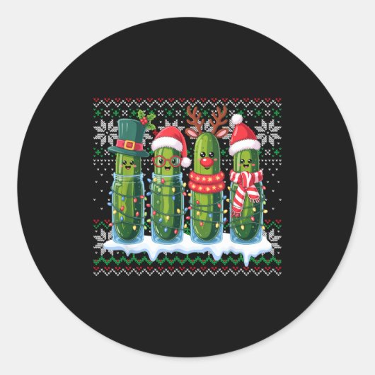 Sticker Rond Funny Ckles Christmas Lights Santa Hat Xmas Ugly S (Devant)
