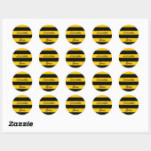 Sticker Rond Funny Classic Bumble Bee Stripes Motif rayé (Feuille)