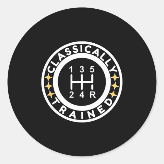 Sticker Rond Funny Clically Trained Manual Car Driving Humor  (Devant)