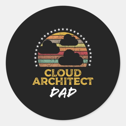 Sticker Rond Funny Cloud Architect Papa, Data Center Tech Citat (Devant)