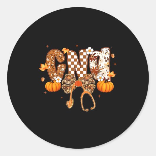 Sticker Rond Funny Cna Nurse Coquette Bow Stethoscope Fall Girl (Devant)