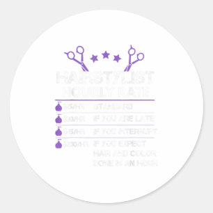 Sticker Rond Funny Coiffeur Horaire Taux Barbier Cadeau Cadeau