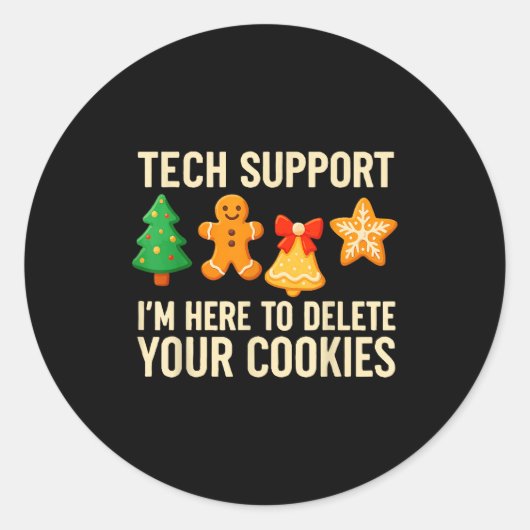 Sticker Rond Funny Cookies Christmas Gingerbread Tech Suprt Men (Devant)