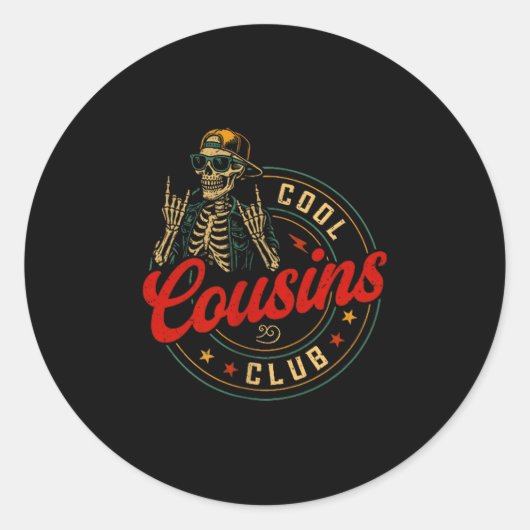 Sticker Rond Funny Cool Cousins Club Shirt Cousin Crew Skeleton (Devant)