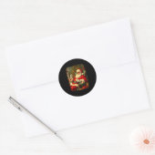 Sticker Rond Funny Cool Sungles Cigar And Milk Santa Christmas  (Enveloppe)