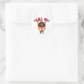 Sticker Rond Funny Corgi chien est pompier (Sac)