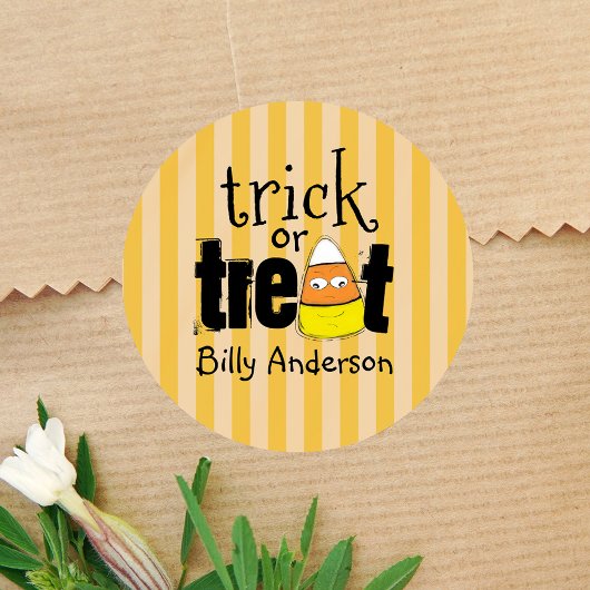 Sticker Rond Funny Corn Bonbons Halloween Personnalisé