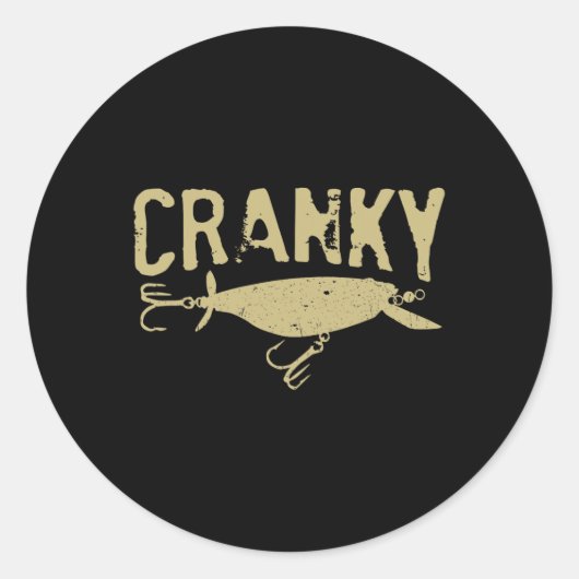 Sticker Rond Funny Cranky - Crankbait Fishing Lure Humor Fisher (Devant)