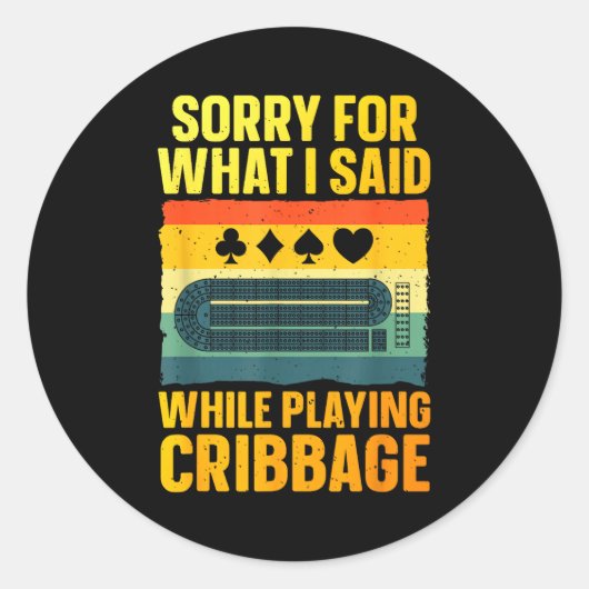 Sticker Rond Funny Cribbage Art For Men Women Card Game Cribbag (Devant)