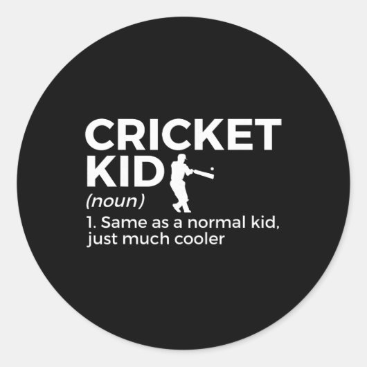 Sticker Rond Funny Cricket Kid Definition  (Devant)