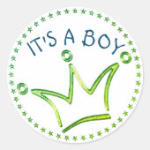 Sticker Rond Funny Crown green + votre backgr. & texte (Devant)