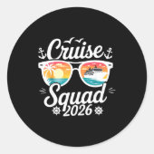 Sticker Rond Funny Cruise Squad 2026 Summer Vacation Matching F (Devant)