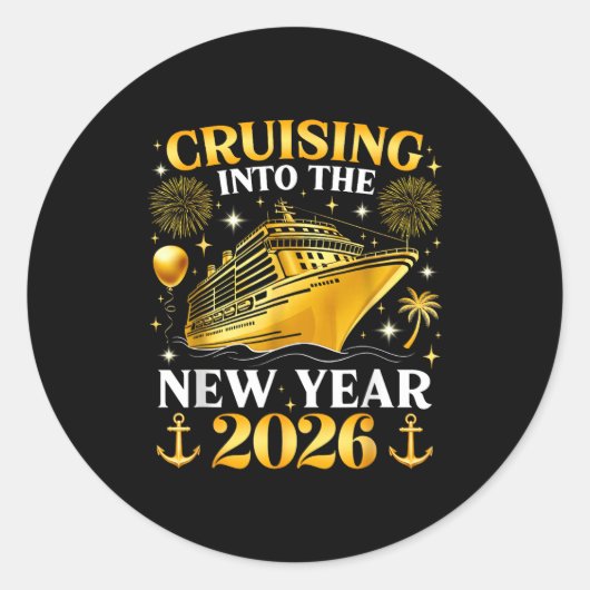 Sticker Rond Funny Cruising Into 2026 New Year Matching Family  (Devant)