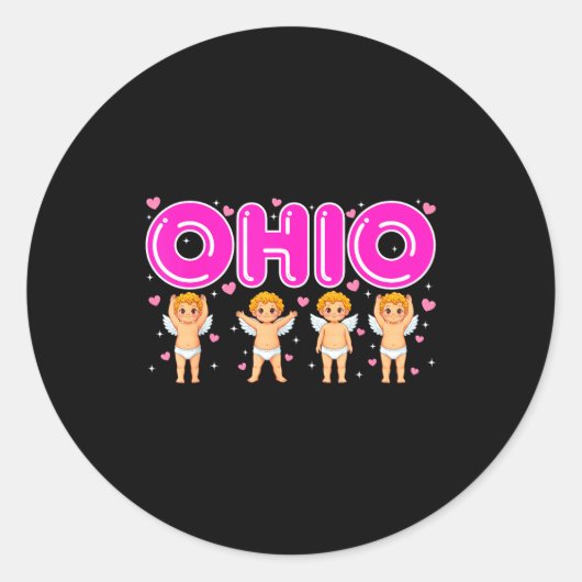 Sticker Rond Funny Cud Ohio Midwestern Party O-h-i-o In Valenti (Devant)