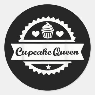 Sticker Rond Funny cupcake Queen word art
