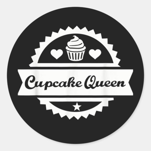 Sticker Rond Funny cupcake Queen word art (Devant)