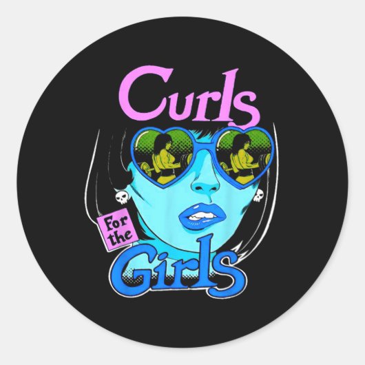 Sticker Rond Funny Curls For Girls Gym Weightlifting Bodybuildi (Devant)