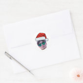 Sticker Rond Funny Custom Face Santa Hat Photo Christmas  (Enveloppe)