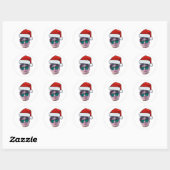 Sticker Rond Funny Custom Face Santa Hat Photo Christmas  (Feuille)