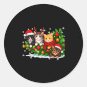 Sticker Rond Funny Cute Cat Crew Santa Hat Christmas Xmas Women (Devant)