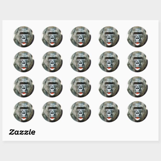 STICKER ROND FUNNY CUTE GORILLA (Feuille)