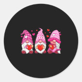 Sticker Rond Funny Cute Three Gnomies Nk Hearts Matching Vale  (Devant)