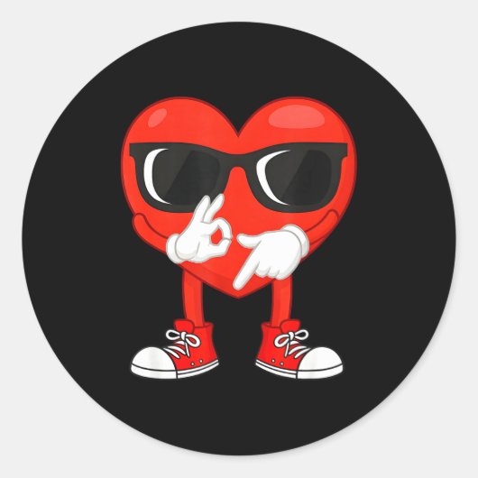 Sticker Rond Funny Dabbing Heart Valentines Day 67 Six Seven Lo (Devant)