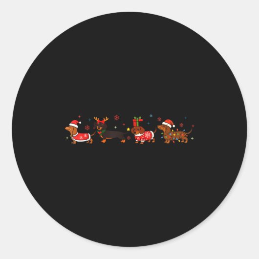 Sticker Rond Funny Dachshund Christmas Weenie Dog Lover Cute Me (Devant)